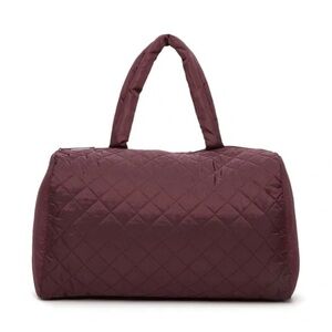 DSW Puffy Weekender Large Burgundy Duffle Tote Bag NWT